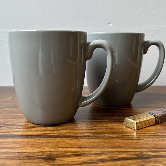 2 Stoneware Coffee Mugs Corelle Coordinate Grey 12 oz - Picture 1 of 9